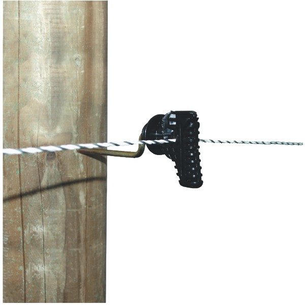 Izolator z vijakom dolgim 12 cm drži električno žico v liniji