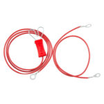 Priključni kabel za trak ali žico do 12mm in električnega pastirja. Poleg tudi kabel za ozemljitev.