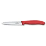 Nož za lupljenje in obrezovanje Victorinox, nazobčan, 10 cm, rdeč
